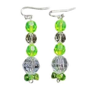 Green and Clear Beaded Dangle Earrings 4 For $20
